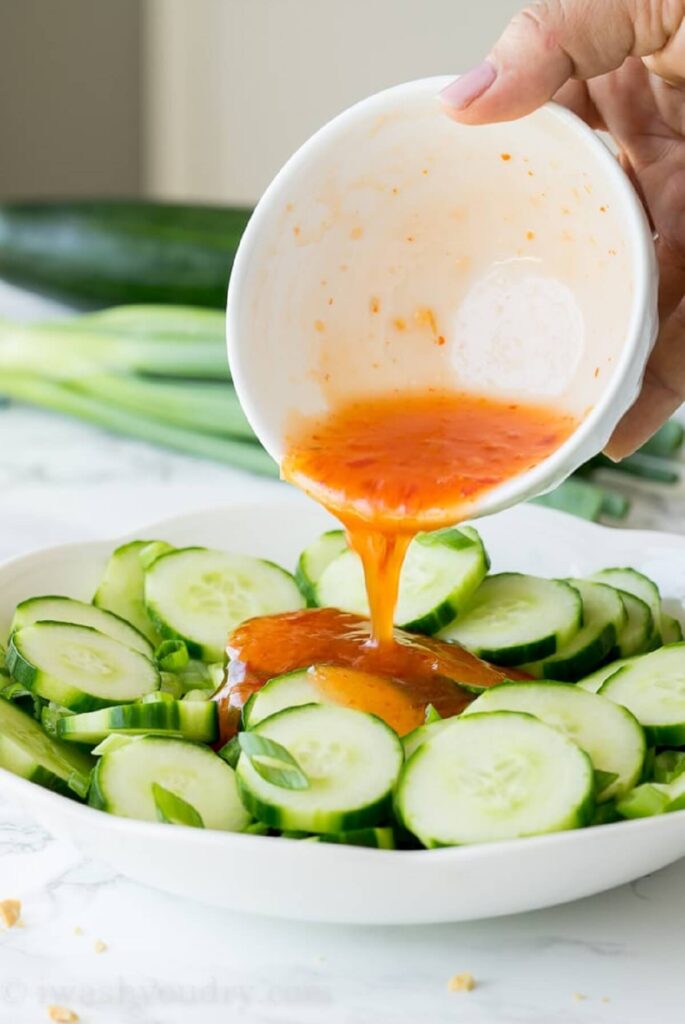 cucumber with sweet chilli sauce